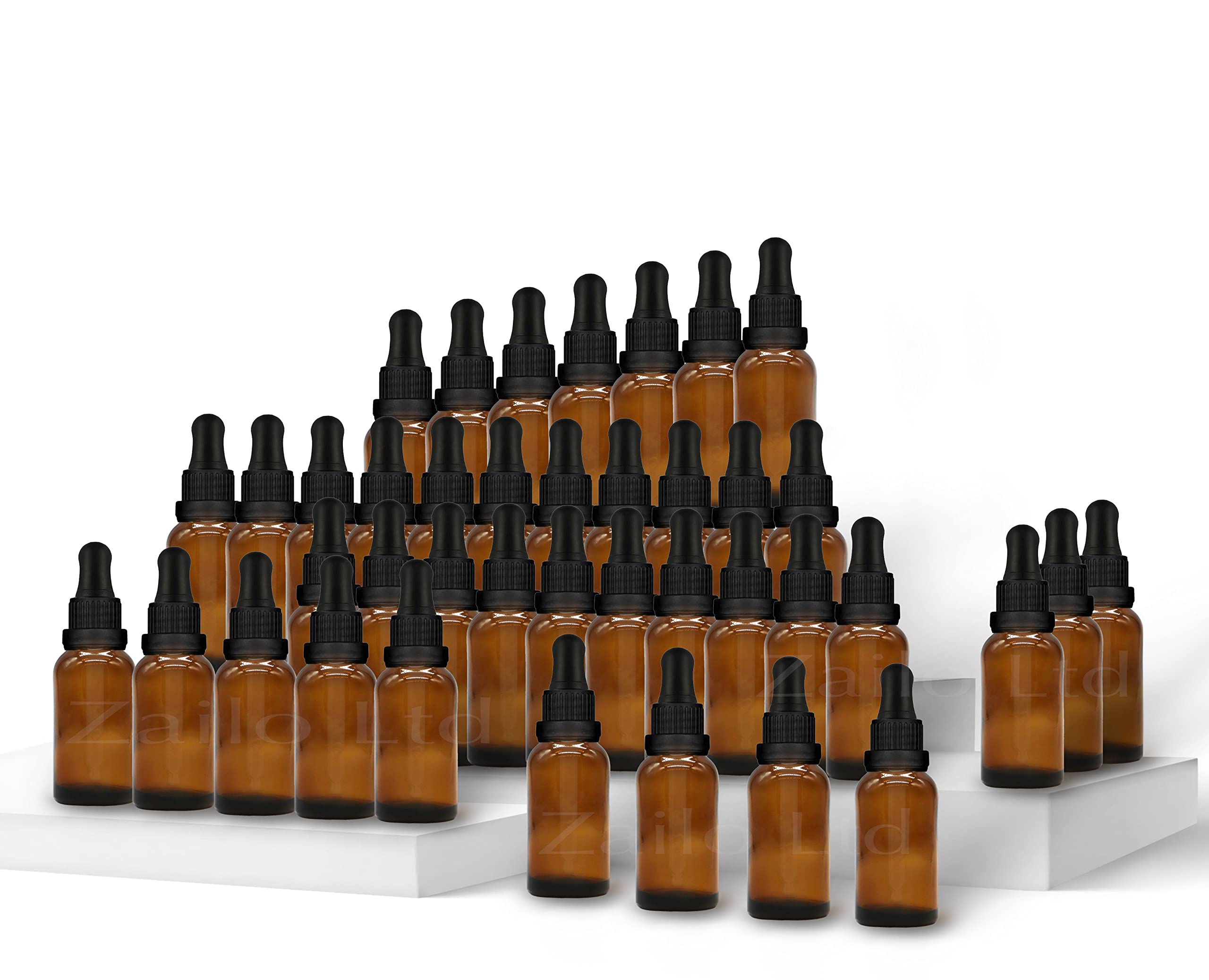 Tropfflaschen aus bernsteinfarbenem Glas, mit manipulationssicherer Pipette, für Trägeröle, Flüssigkeiten, Kosmetik, ätherisches Öl, Aromatherapie, 20 ml, 40 Stück