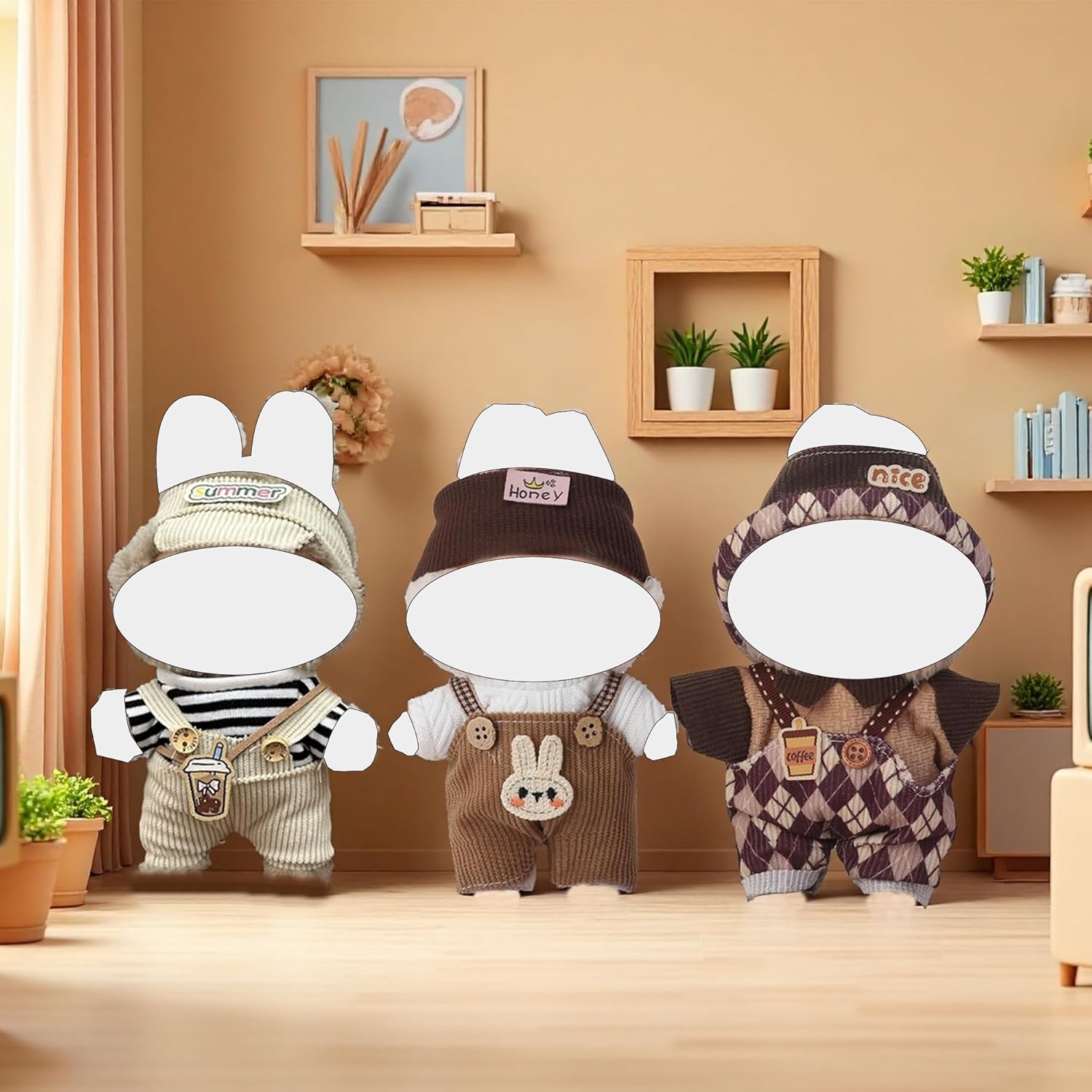 Doll Cloth Set for 17cm Dolls,Stylish Outfit Coffee Overalls Designer,Cute Cloth for Dress up Unique Style (Doll Not Included)