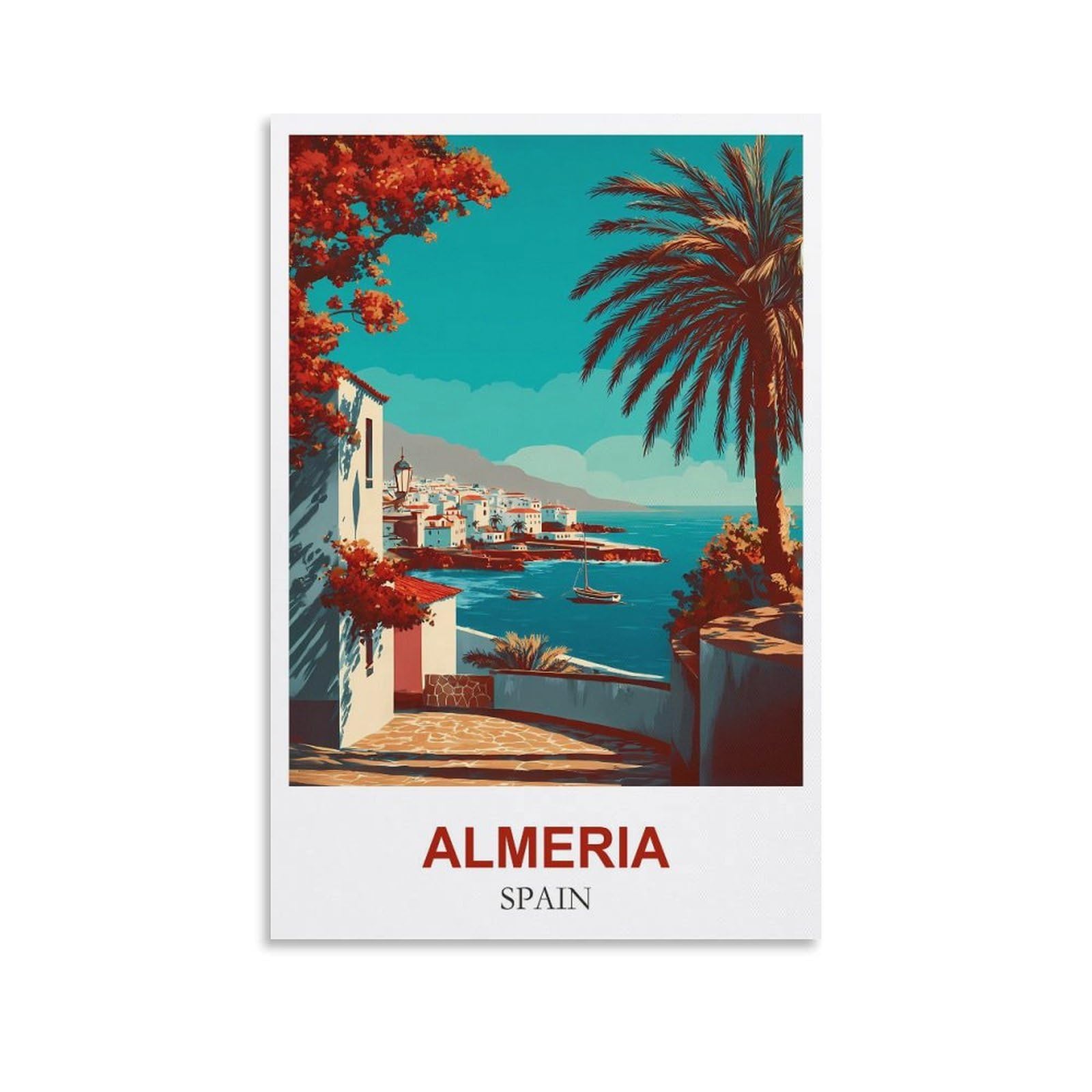 Clfmhnas Unframe-Style Almeria Spain Vintage Travel Posters 24X36inch(60X90cm) Canvas Wall Art Prints