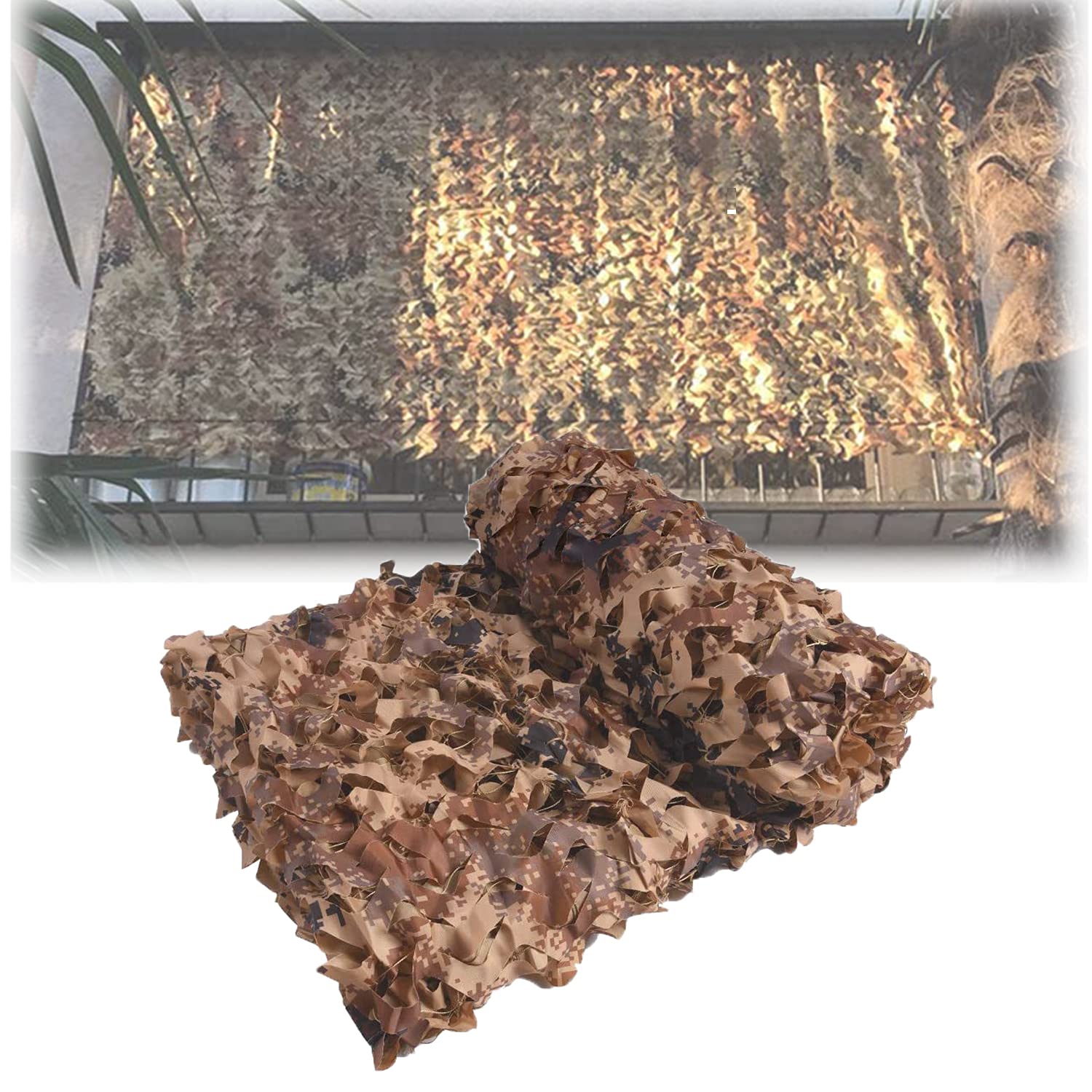 Tarnnetz Camouflage Netz Sonnenschutz Jagd Tarnung Net, Waldlandschaft Tarnnetz Bundeswehr Camo Army Netz (huangmo,6 * 6M)