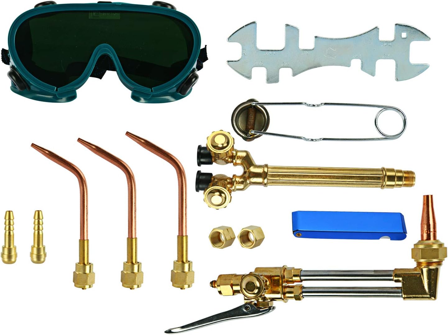 YaeTek 12PCS Oxygen &amp; Acetylene Torch Kit Welding &amp; Cutting Gas Welder Tool Set with Welding Goggles