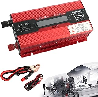 Inversor de Energia Inteligente,Inversor de carro de onda senoidal pura com display LCD | Conversor portátil com display LCD duas tomadas AC e carregador de carro USB para carro
