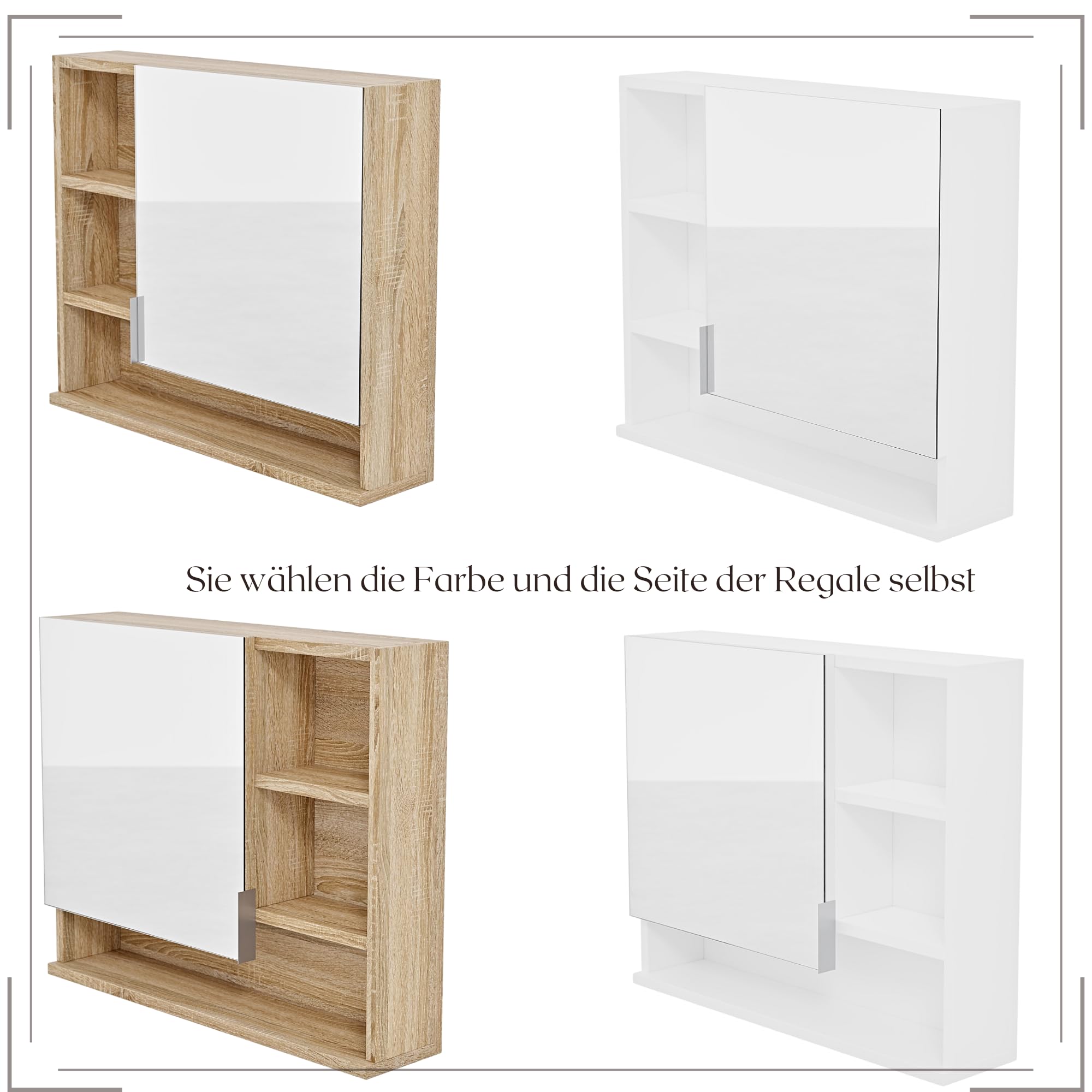 Armadietto Bagno Sonoma 60x50cm - Specchio Con Ripiani E Soft-Close - Foto 8