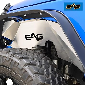 EAG Front Fender Liner Wells Silver Aluminium Fit for 07-18 Wrangler JK