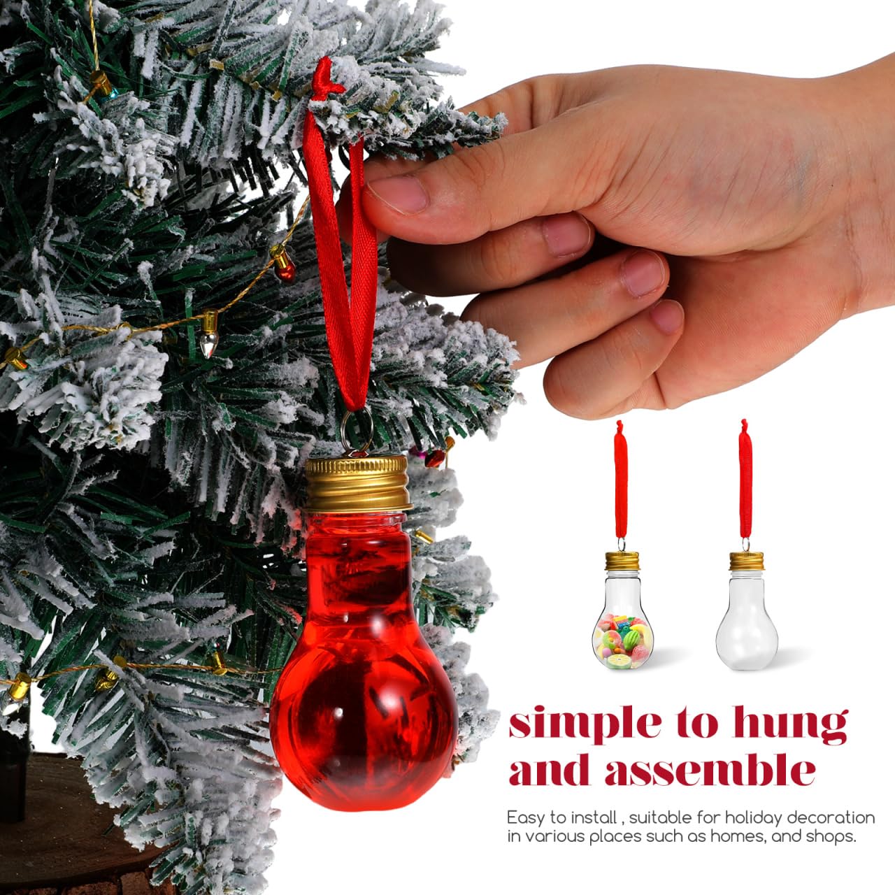 BESTOYARD 25 Stück Weihnachtskugeln zum Aufhängen, Durchsichtige, Befüllbare Schnapskugeln aus Kunststoff für Heimwerkerprojekte, Partys, Heimdekorationen, Weihnachtsbaum-hängedekorationen, 50 Ml