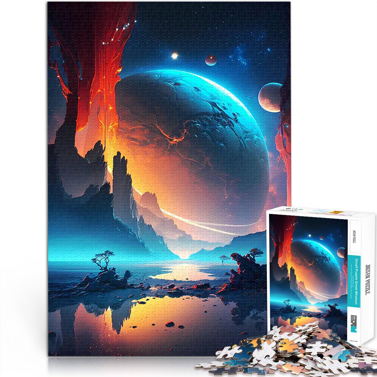 Jigsaws 1000 Pieces for teenagers Volcano Planet Oasis Pädagogisches Familienspiel Geeignet für die Schreibtischdekoration38x26cm — image 1