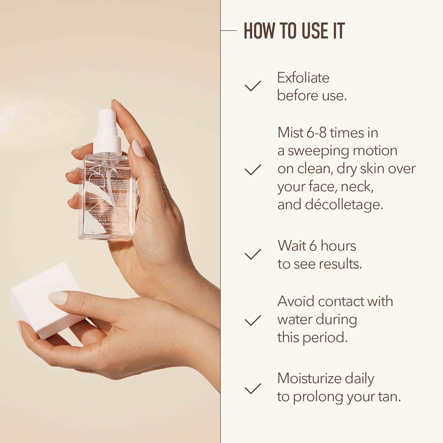 Nuda CloudMist Face Tan Water | Buildable Facial Tanning Mist for Light to Medium Complexions | Infused with Vitamins and White Tea & Rosehip Extracts | Lightweight, Bronzer-Free Formula, (75 mL) - Image 4