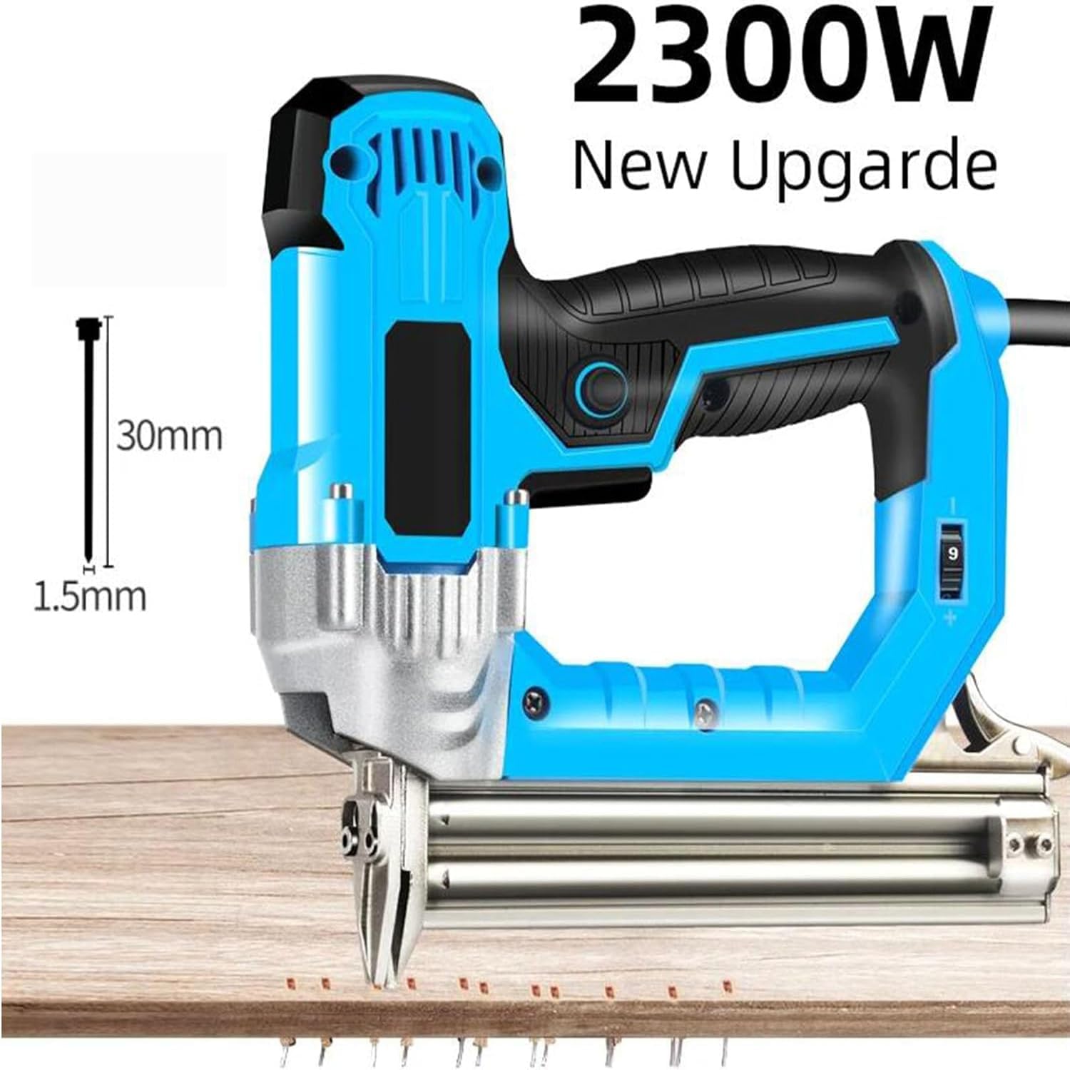 Agrafeuse Et Cloueuse Électrique Filaire 2 en 1 2300W, Cloueur Électrique Réglable À 6 Vitesses Compatible avec Des Fixations de 10 À 30 Mm, Outil de Fixation Manuel pour Le Travail du Bois