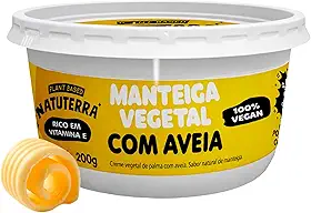 Manteiga Vegana de Aveia Natuterra 200g. Sem lactose, livre de nuts, plant-based. Cremosa, ideal para espalhar, refogar e cozinhar. Textura perfeita e saborosa.