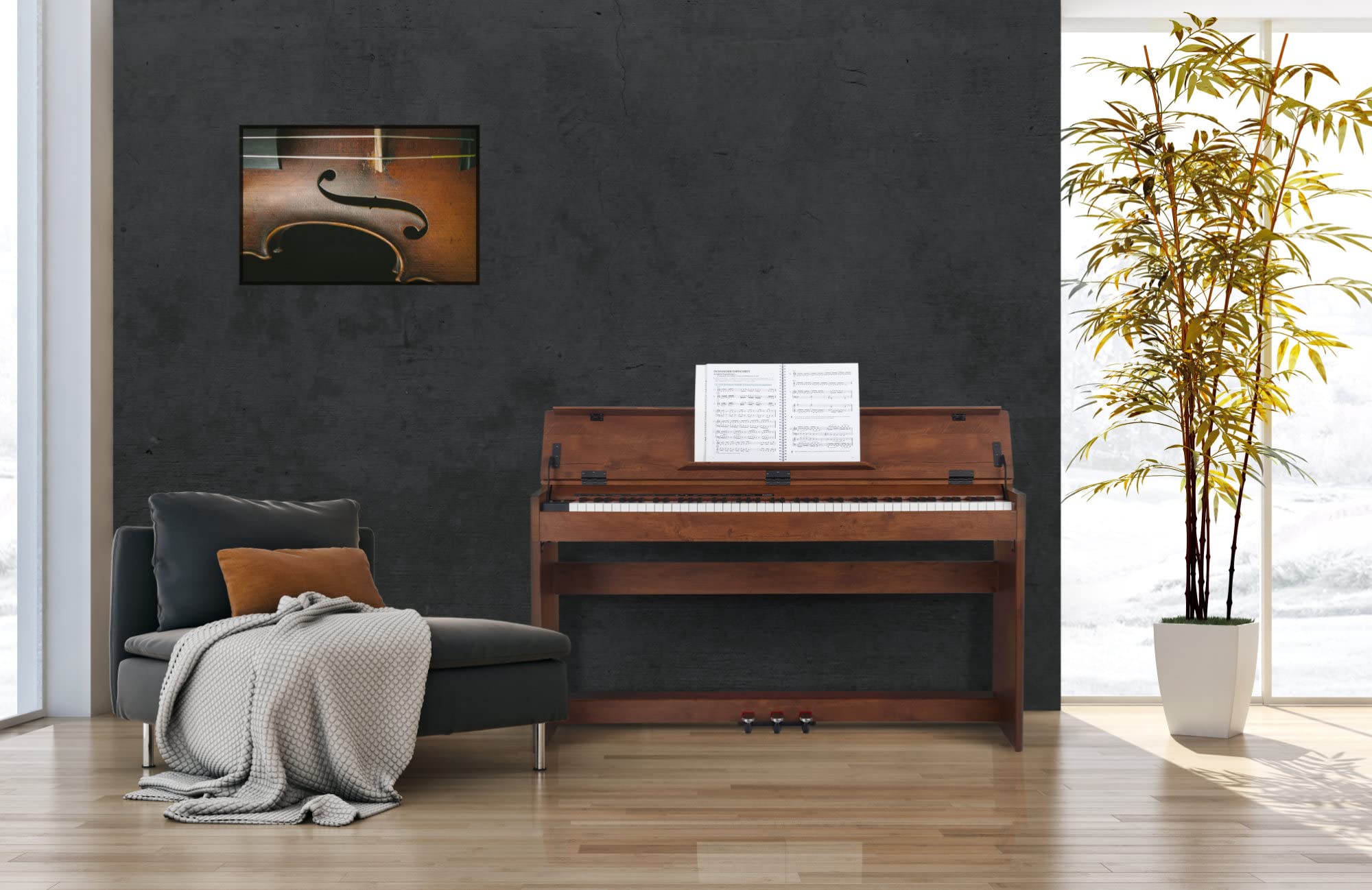 McGrey DP-18 WN Pianoforte Digitale Noce Opaco - 88 Tasti Tastiera con azione a martello - Pianola musicale con USB, 128 suoni, 128 polifonie, 3 pedali - Piano digitale per scuola