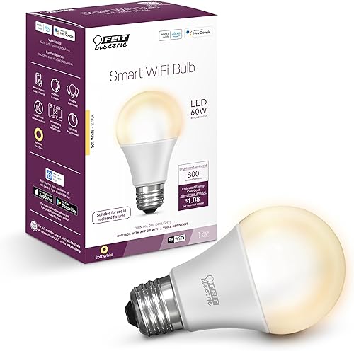 Miniatura 2 de Feit Electric OM60927CAAG Bombilla LED Inteligente A19 Equivalente a 60W, WiFi Regulable, No Requiere Concentrador, Alexa y Google Assistant, 4.4"