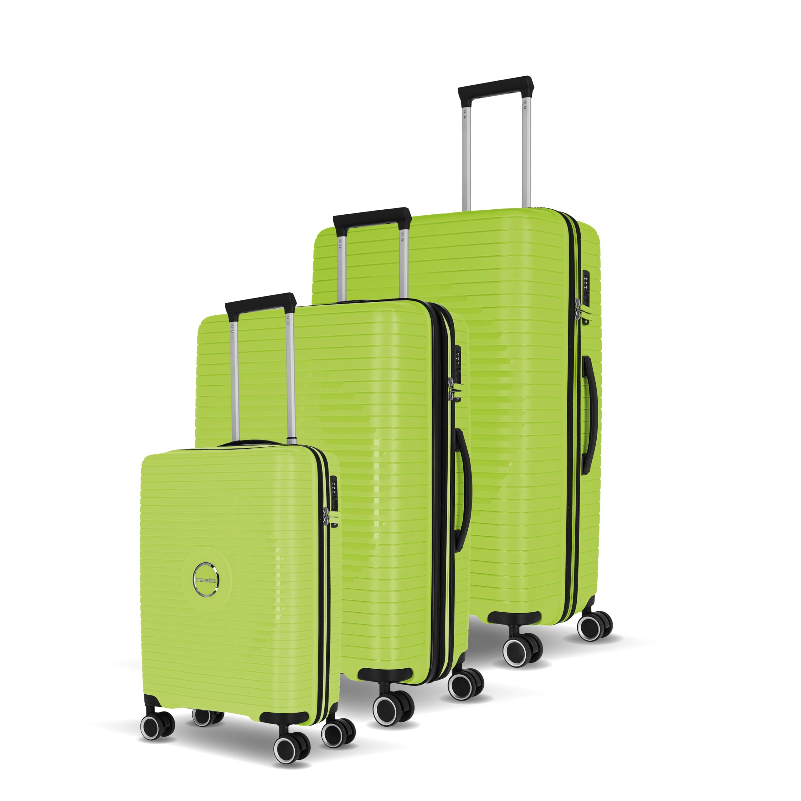 Travelite Hartschalen Kofferset 3teilig, 4 Rollen, ORBITA, Trolleys mit bruchsicherer Schale und praktischer Inneneinteilung, TSA Schloss, Koffer Größen L/M/S