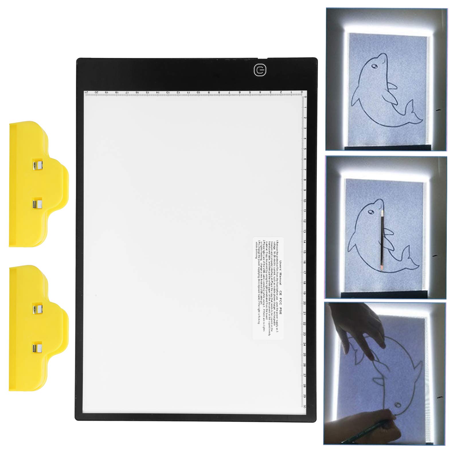 Boîte à lumière LED portable A4, tableau de dessin de traçage à luminosité réglable sur 3 niveaux, tablette de copie alimentée par USB pour artistes, enfants, graffiti et