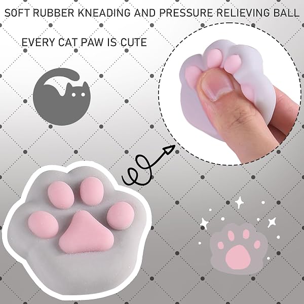 GWAWG 6Pcs Jouets Squishy Mini Mignons, Mochi Squishy Soft Patte de Chat, Jouets Anti-Stress, Jouets à Presser pour Enfants et Adultes, Jouets de Détente et Cadeaux Kawaii, Jouets Mignons pour Tous - 5