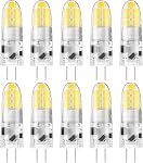 DiCUNO G4 LED Bulb, 2W (20W Halogen Replacement), 3000K Warm White, 12V AC/DC JC Type Bi-Pin Base Light Bulbs for Under Cabinet, Puck Light, Landscape Lighting, 200 Lumen Non-Dimmable, Pack of 10
