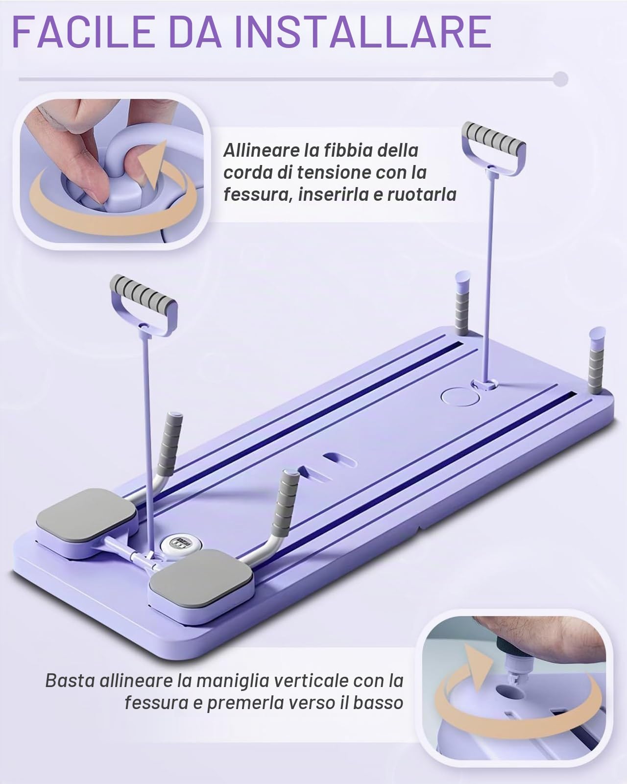 Pilates Reformer Board Set Ruota Addominali Rimbalzo Automatico Pieghevole Rullo Addominale Roller Wheel Attrezzi Palestra Casa con Elastici Fitness