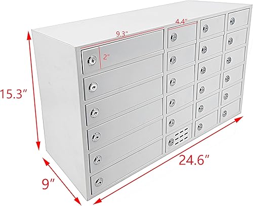 Miniatura 5 de FixtureDisplays Caja de ranura de correo de asignación de 24 ranuras para teléfono móvil USB Estación de carga 24 W x 15 H x 9 "D Big (8.2") y Small