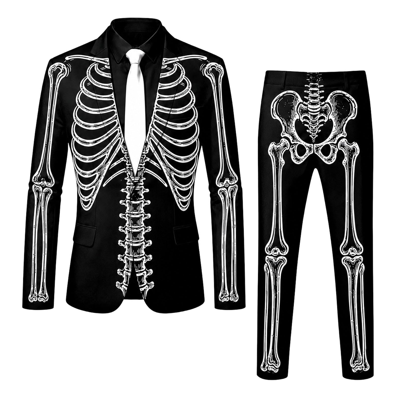 Men's 3 Piece Suit Halloween Costume Flame Skeleton Allover Print Tracksuit — image 1