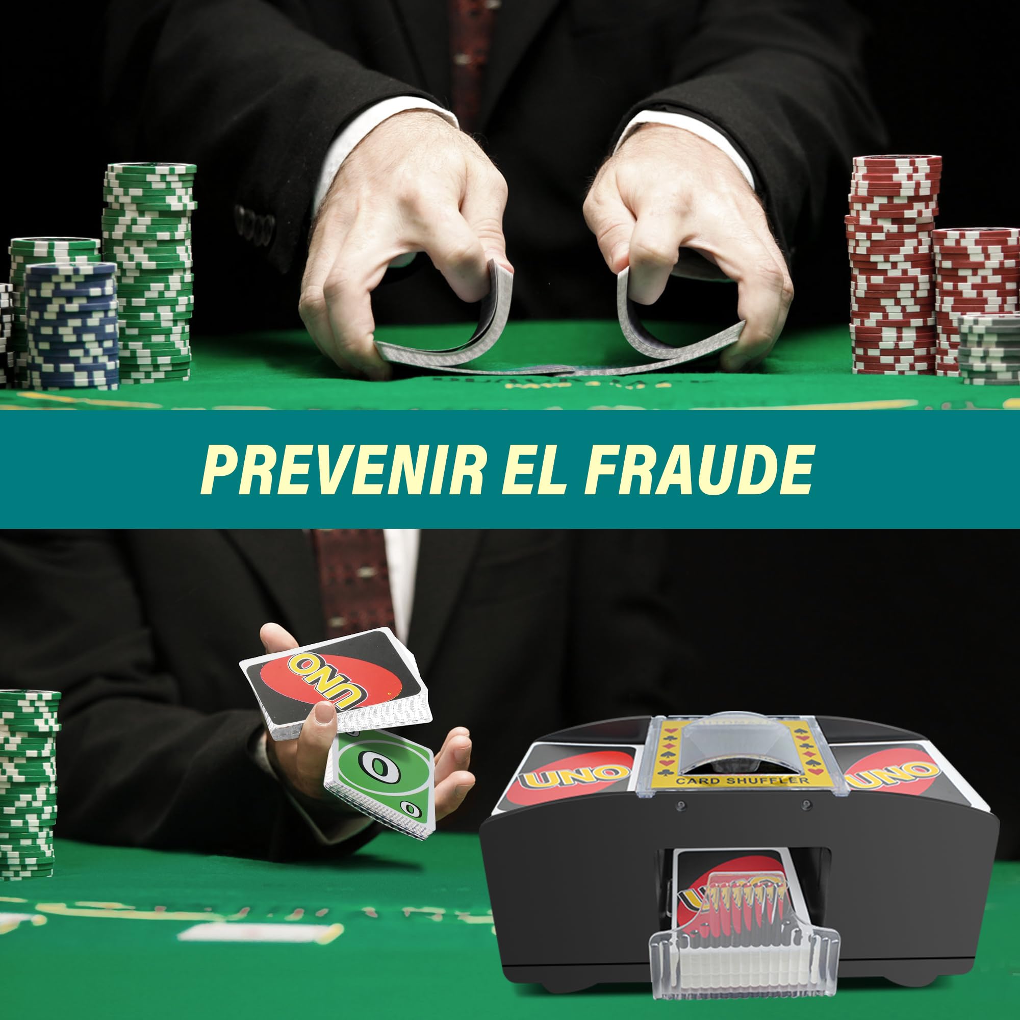 Barajador Automático de Cartas, Clasificador Automático de Cartas de Póquer, Mezclador de Carta Eléctrica para 1 o 2 Barajas, Repartidor de Carta para UNO, Póker y Blackjack (Pilas)
