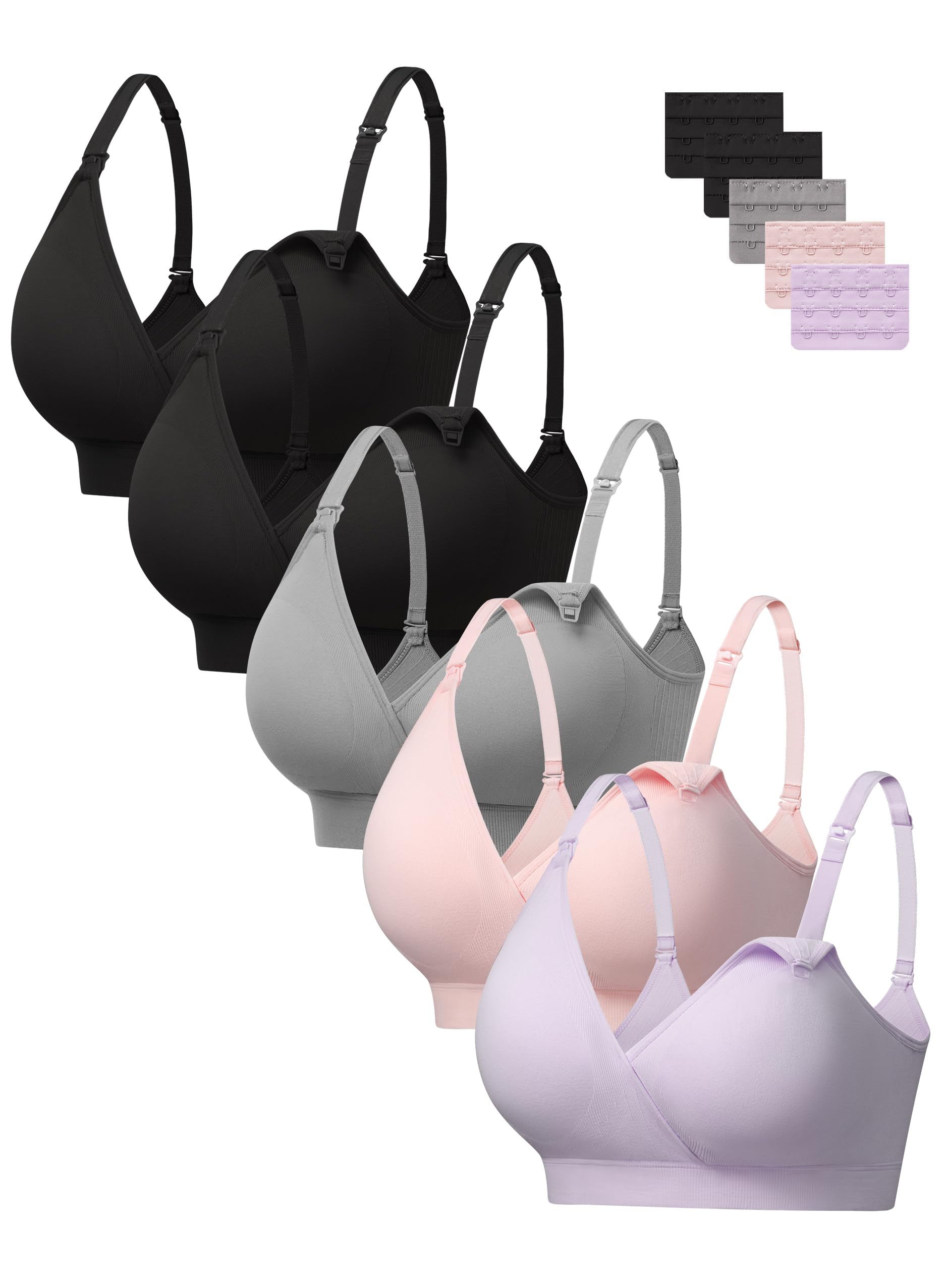 HBselect Nursing Bras for Breastfeeding, Seamless V Neck Maternity Bra Wireless Women Pregnancy Postpartum Bra Sleep Bralette