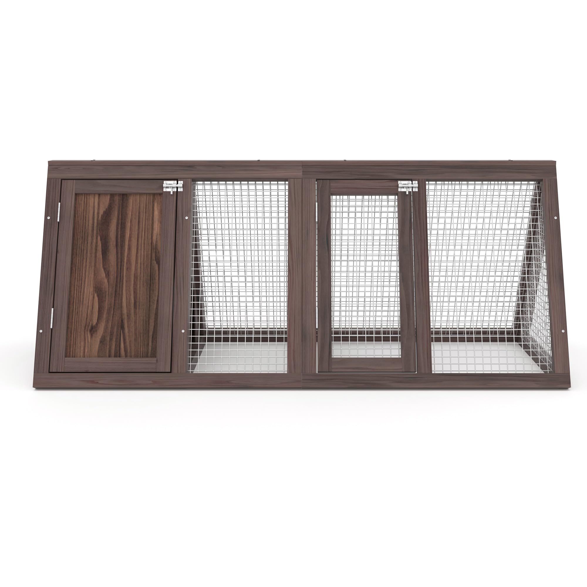 Kaninchenstall Klein Hühnerstall Outdoor A-Rahmen Wachtelkäfig mit 2 Tür & Auslauf Käfig Holz Dreieck Wachtelstall mit Belüftungsdraht Geflügelstall für Kleintiere (Braun)