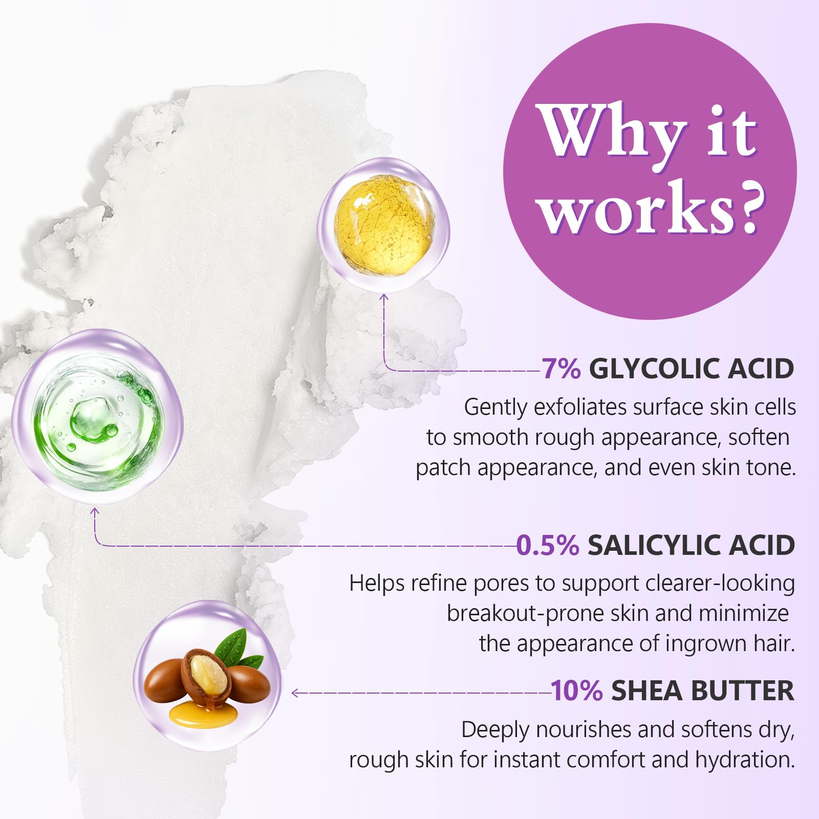 Bâton Exfoliant Pour Le Corps À L'Acide Glycolique 75 G, Avec 7% D'Acide Glycolique + 0,5% D'Acide Salicylique, Aha Et Bha Améliore La Peau Rugueuse, Les Pores Obstrués, La Peau D'Orange