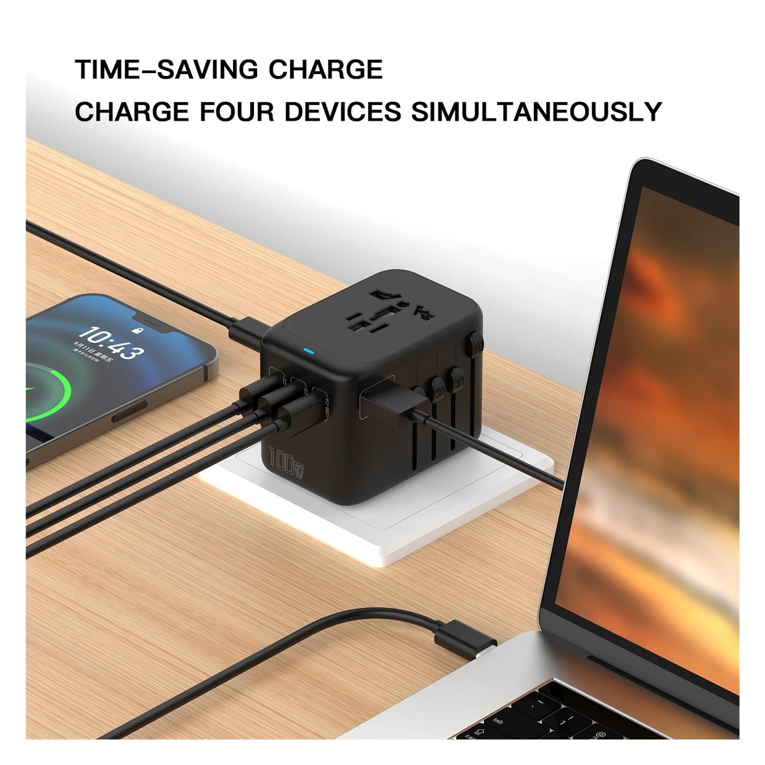 Adaptador Viaje GAN PD USB-C Carga rápida