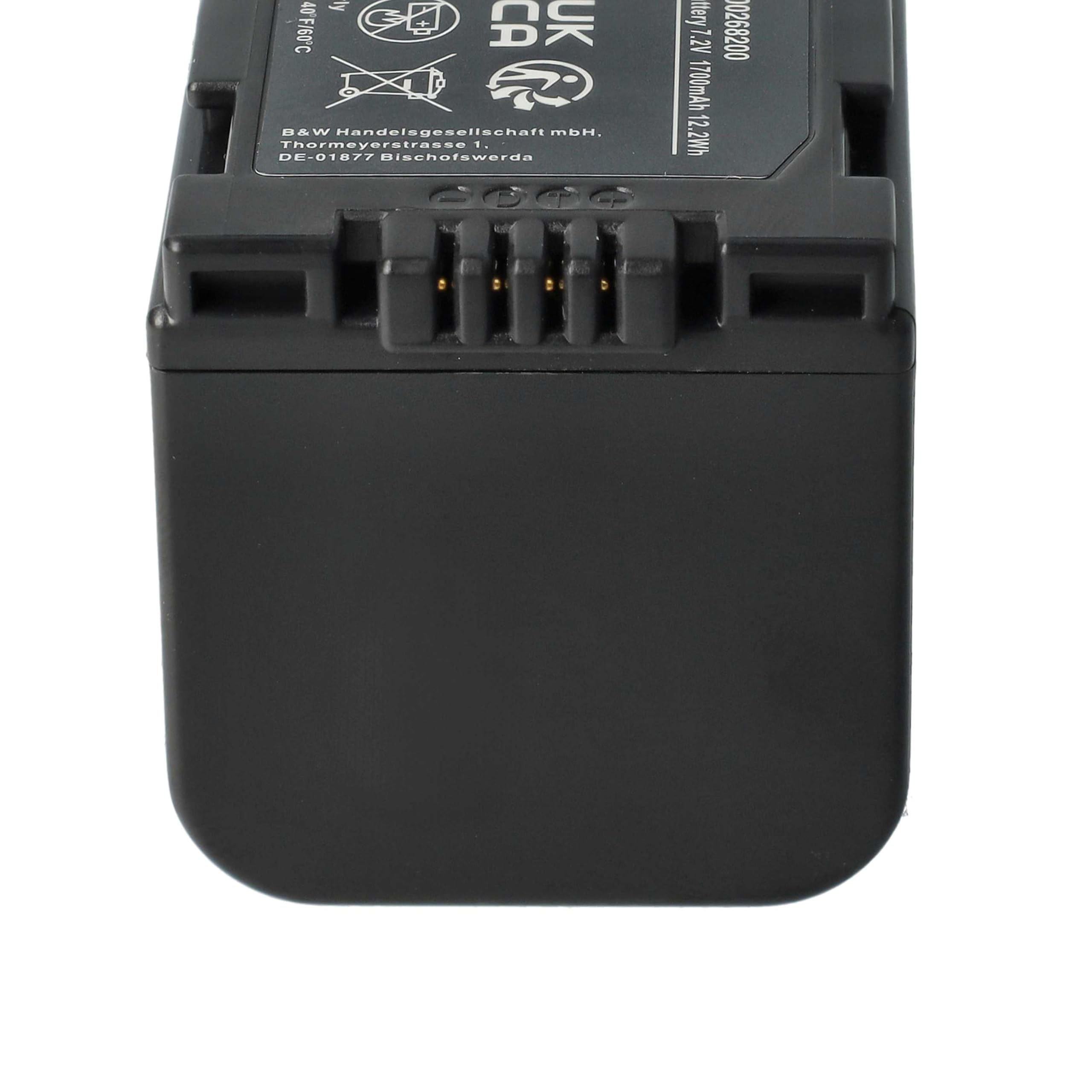 vhbw 1x batteria sostituisce Panasonic CGP-D320E/1B, CGR-D08, CGR-D08A, CGR-D110, CGR-D120 per videocamera camcorder (1700mAh, 7,2V, Li-Ion)