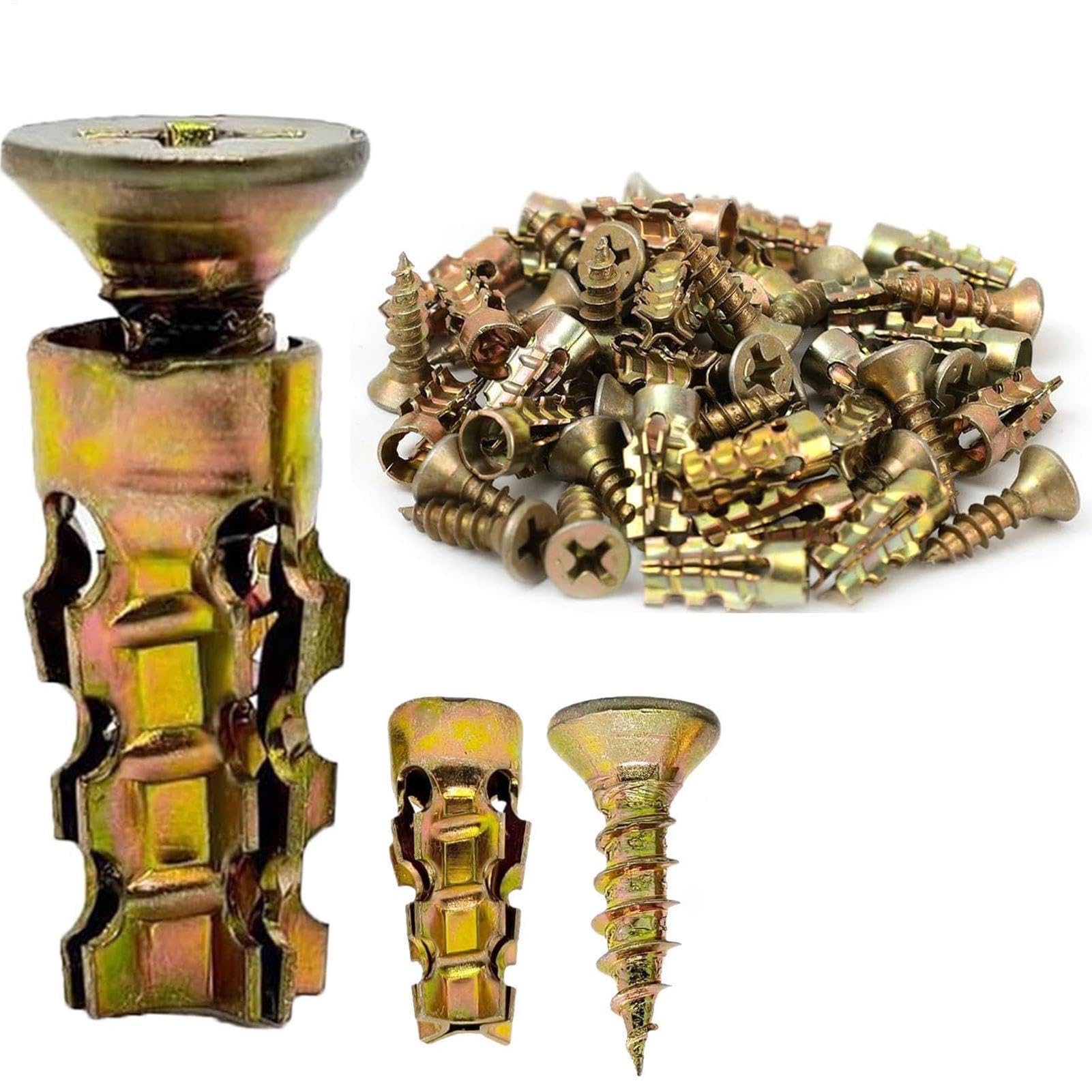 Hinge And Repair Screw Expansion krótkie metalowe okucia rozporowe, śruba naprawcza do drzwi, ściany, domu, pracy, garażu, montażu mebli, instalacji, prac stolarskich