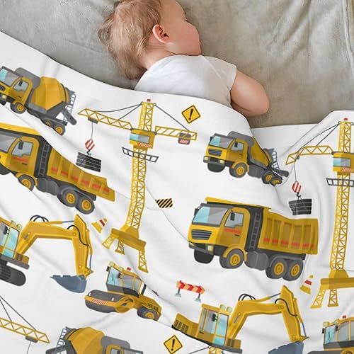 Miniatura 3 de Manta de camión de construcción para niños pequeños, manta mullida con diseño de excavadora, suave y acogedora manta de franela de tractor para