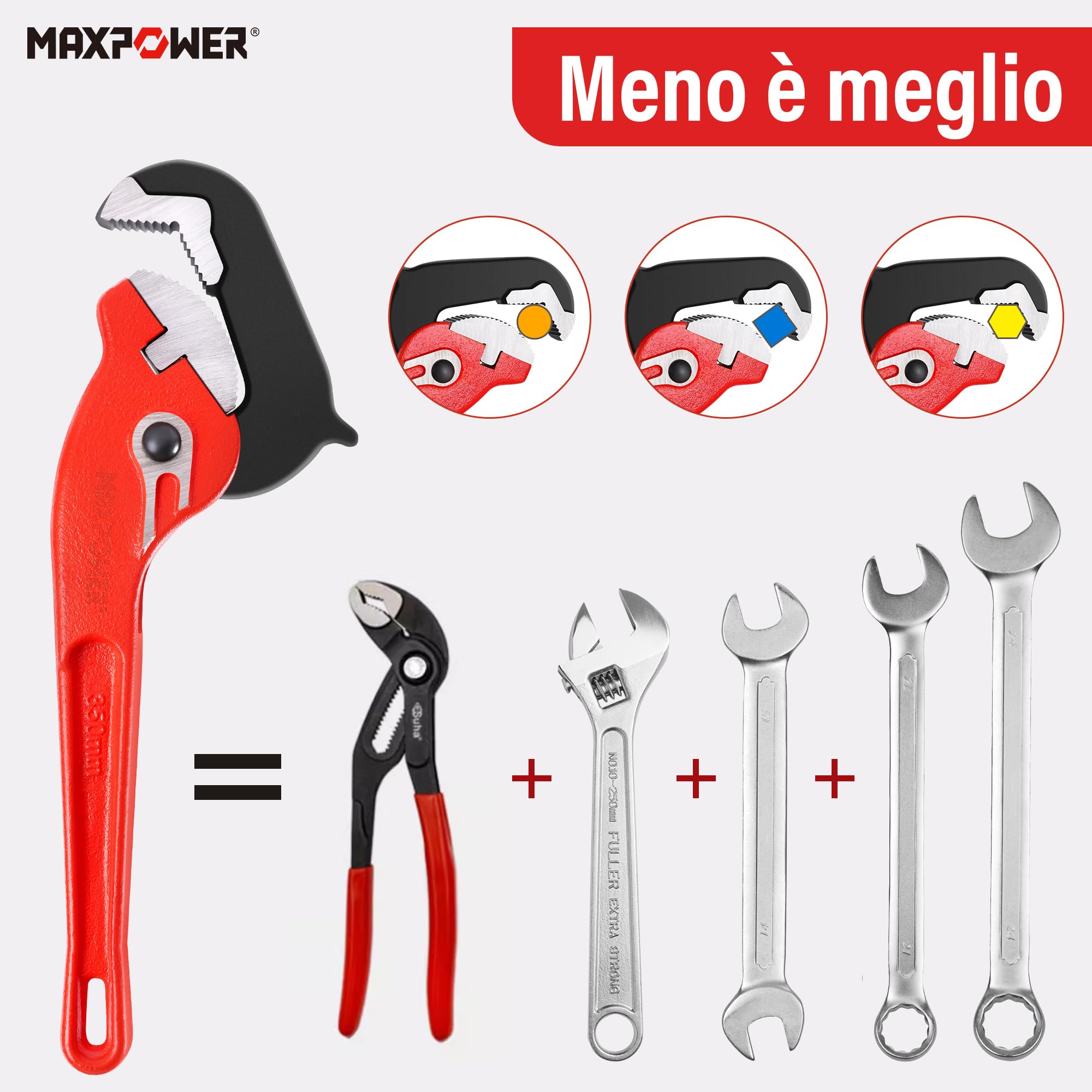 MaxPower Chiave per Tubi con RapidGrip CrV, Chiave Stillson da 350 mm, Giratubi con Apertura Massima 54 mm, Chiave per Tubo Uso con Una Sola Mano