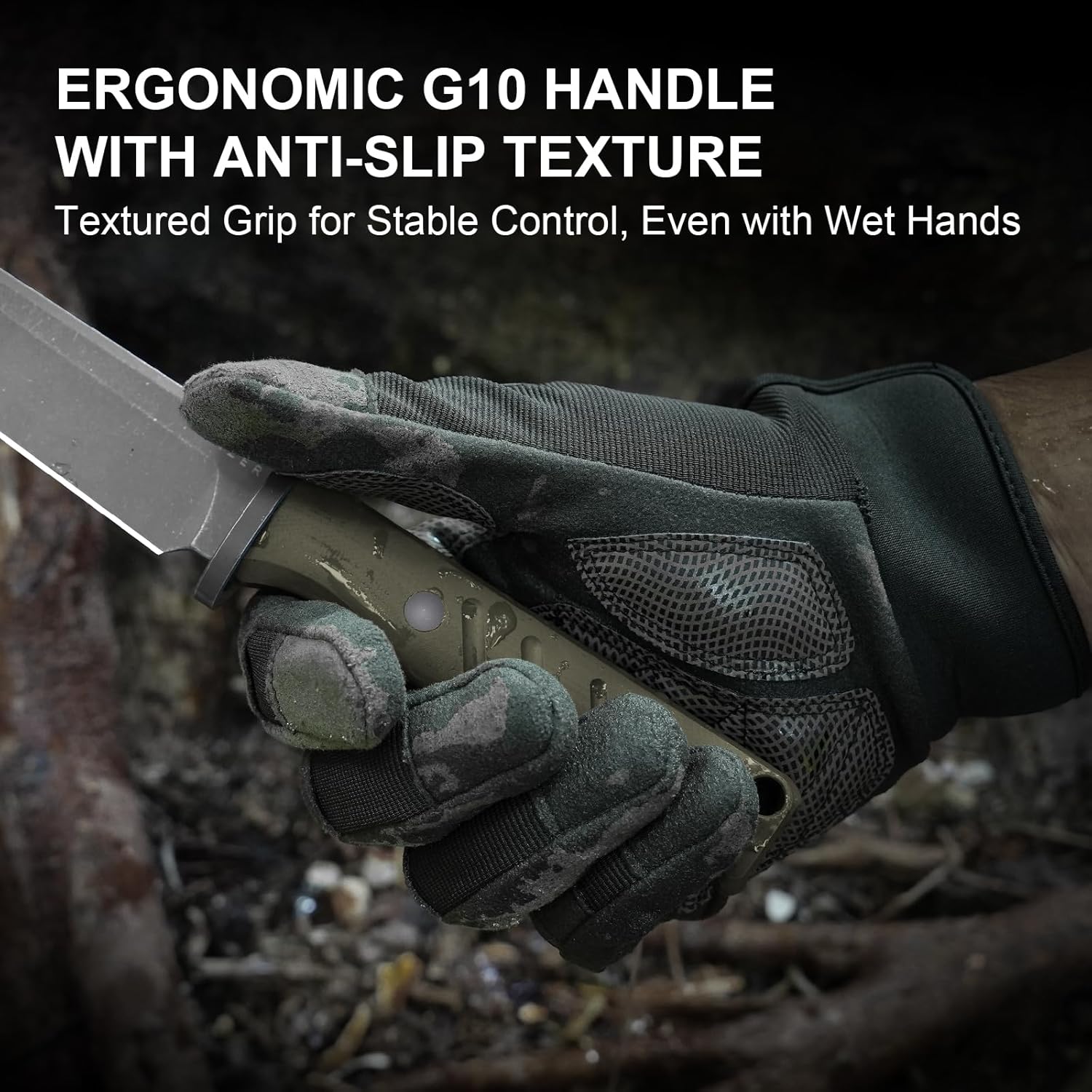 Kizer Camp 180 Fixed Blade Knife with Sheath, 5.55" AEB-L Drop Point Blade Camping Knife with Olive Green G10 Handle, Knives for Camping Hiking 1096A2 - Image 5