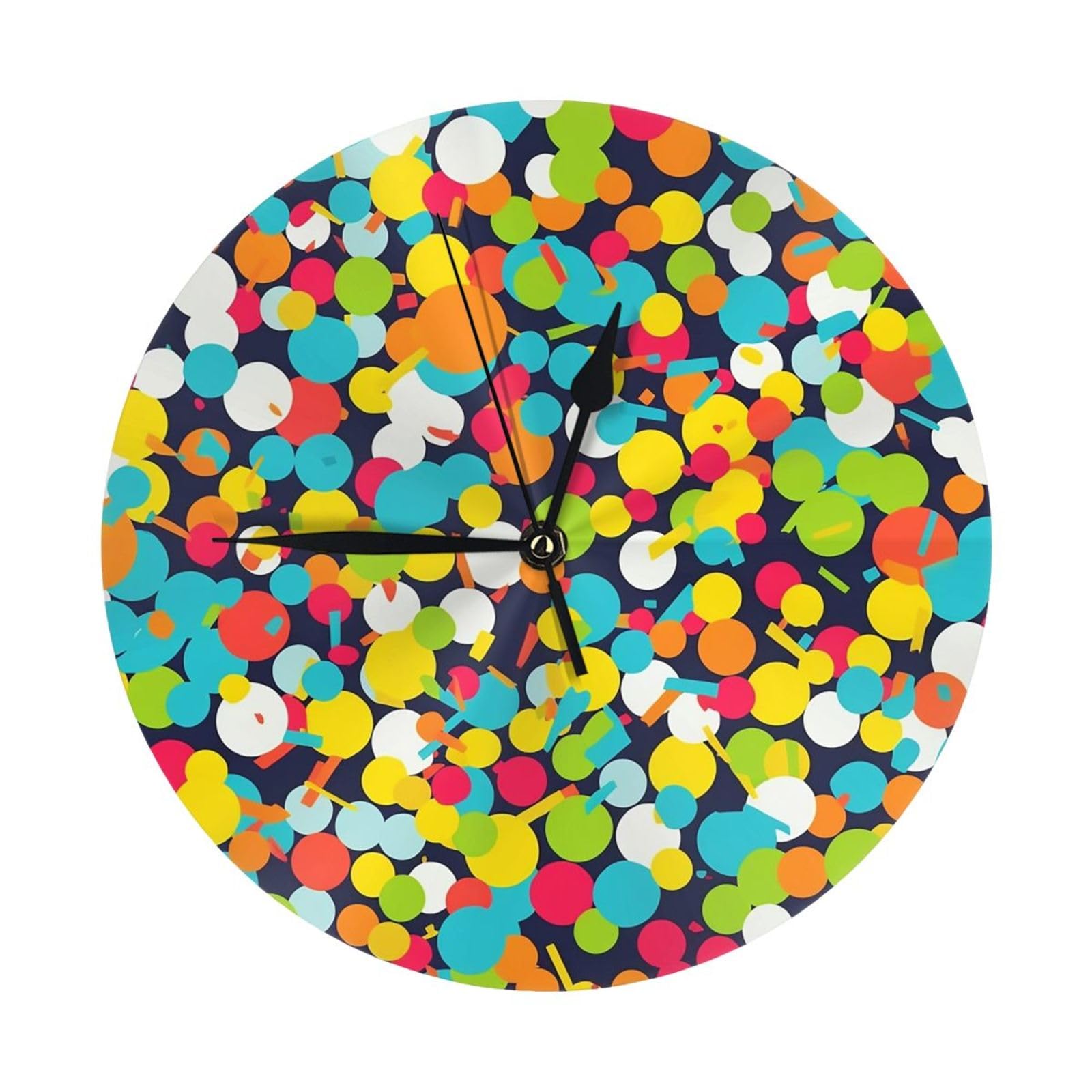 Horloge murale silencieuse à piles confettis pour chambre et bureau