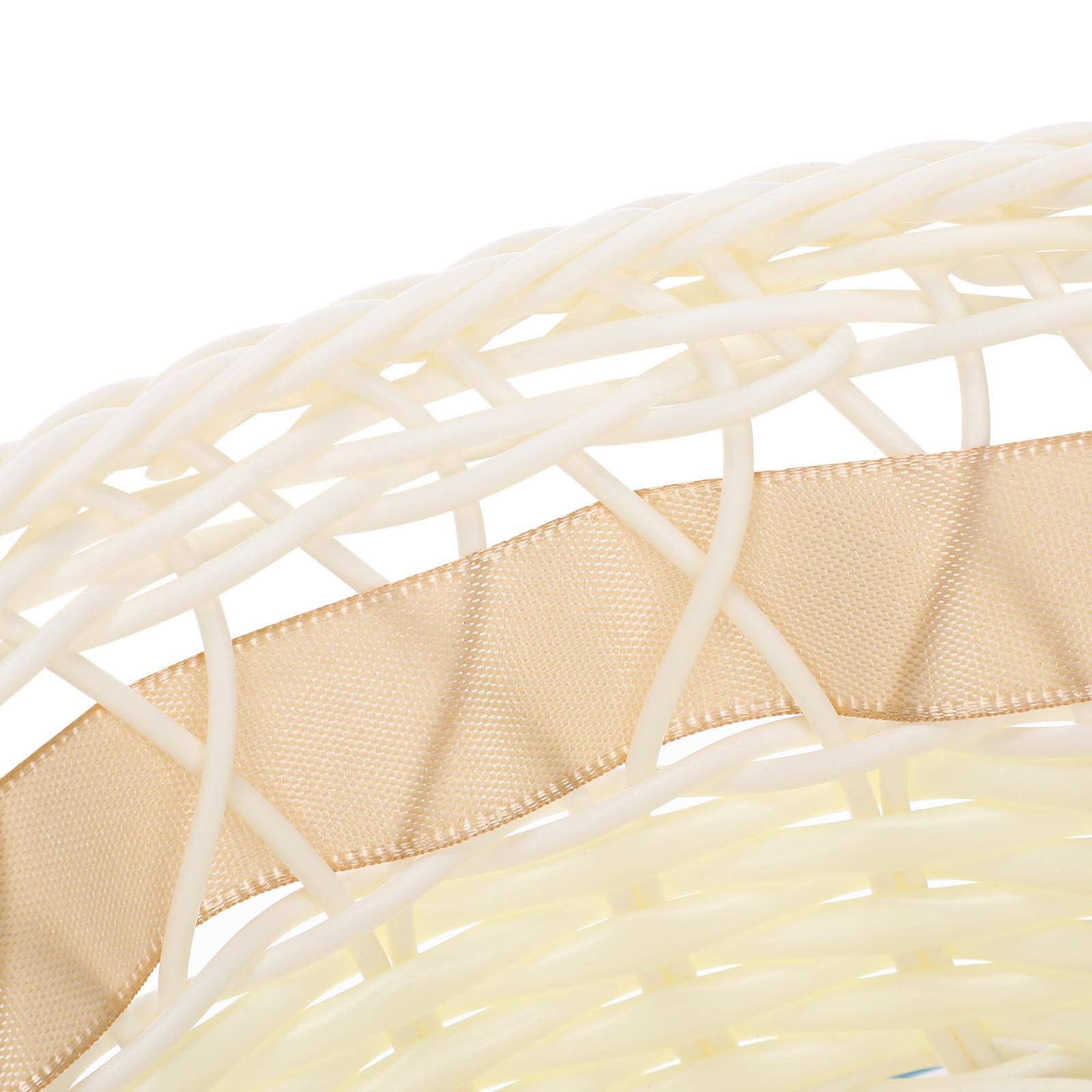 Cesto da Ragazza di Fiori da Matrimonio Beige 8, 25x7 Pollici | Manico, Intrecciato in Plastico, Leggero e Portatile, Adatto per Fiori o Caramelle