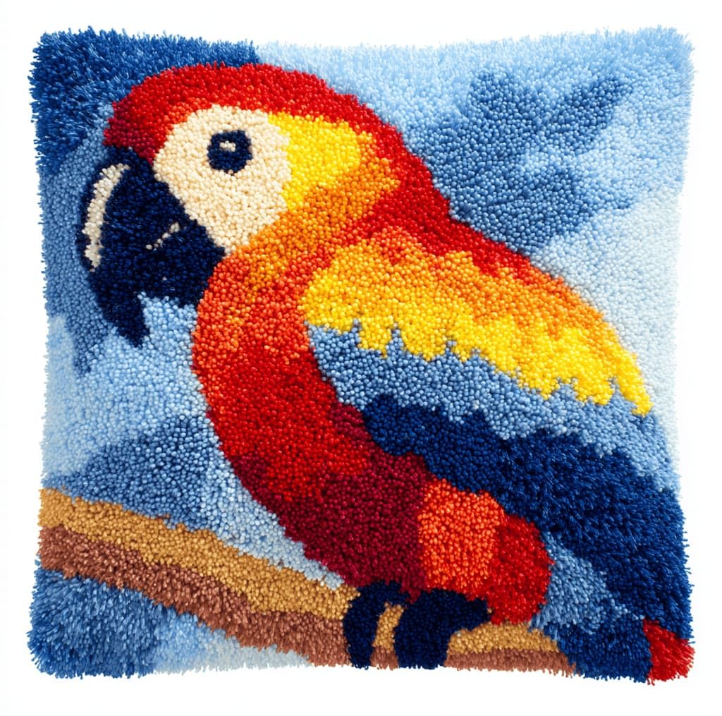 Kitquiver Beginner Latch Hook Cushion Kit,Parrot Decor Pillow Cover 43X43Cm
