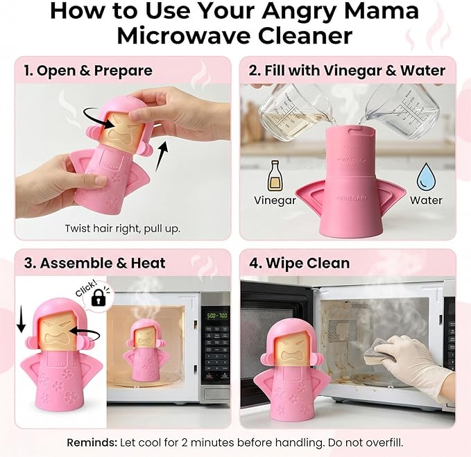 Limpia Microondas a Vapor Angry Mama - Rosa - Aivwis miniatura 4