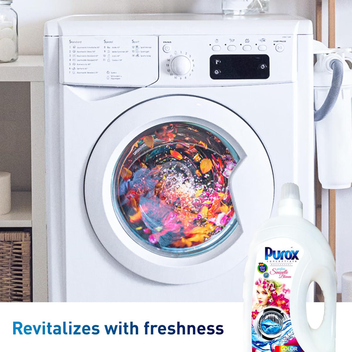 PUROX COLOR Detergente Lavadora Líquido Gel Sensuelle Blumen (163 Lavados) – para ropa de color, con fragancia floral, elimina manchas, ecológico, protección antical, 4,9 L (Paquete de 2)
