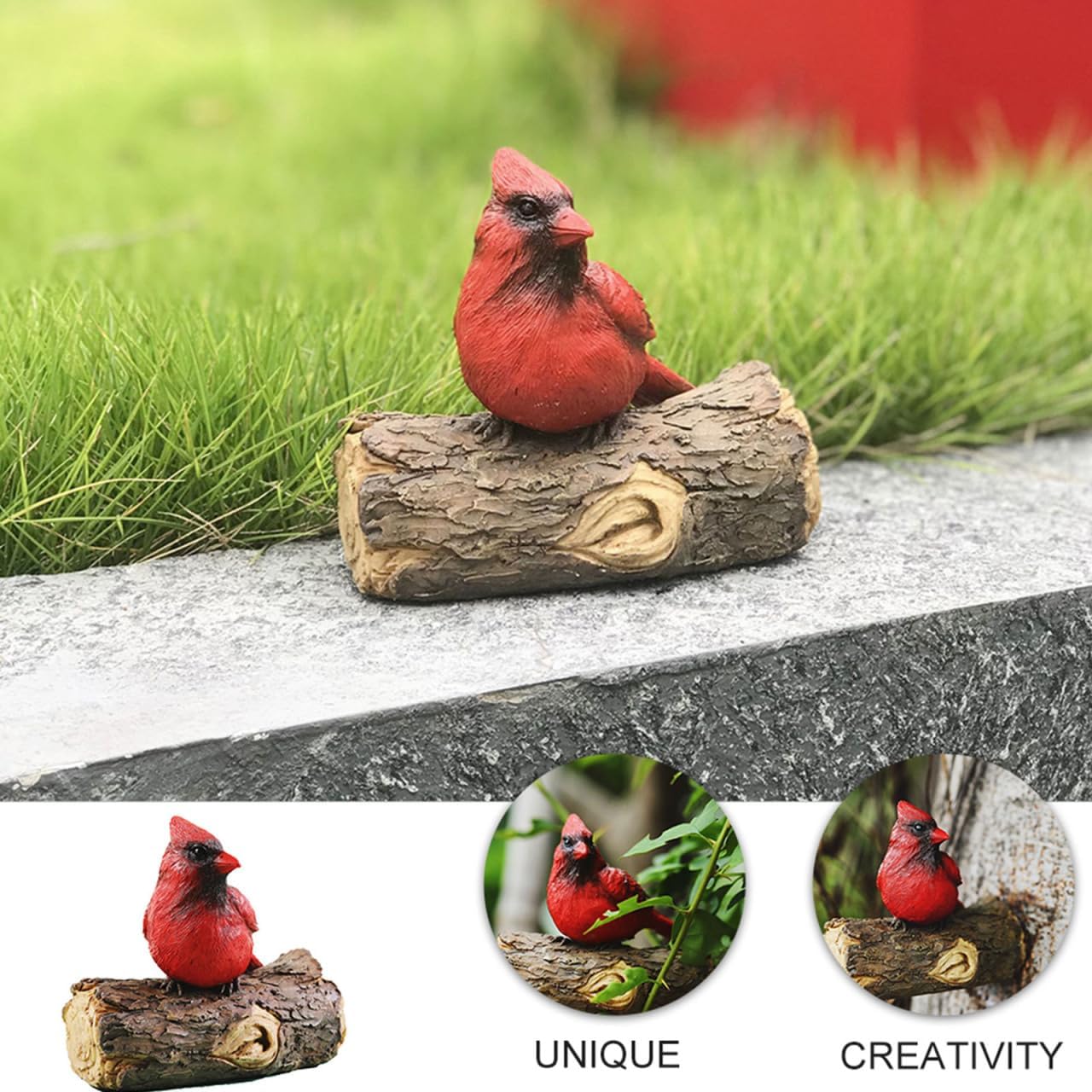 Toddmomy Garden Tree Bird Ornament Hand-Painted Red Cardinal Pendant for Outdoor Patio Durable Resin Bird Decoration for Garden Fence Walkway Hanging