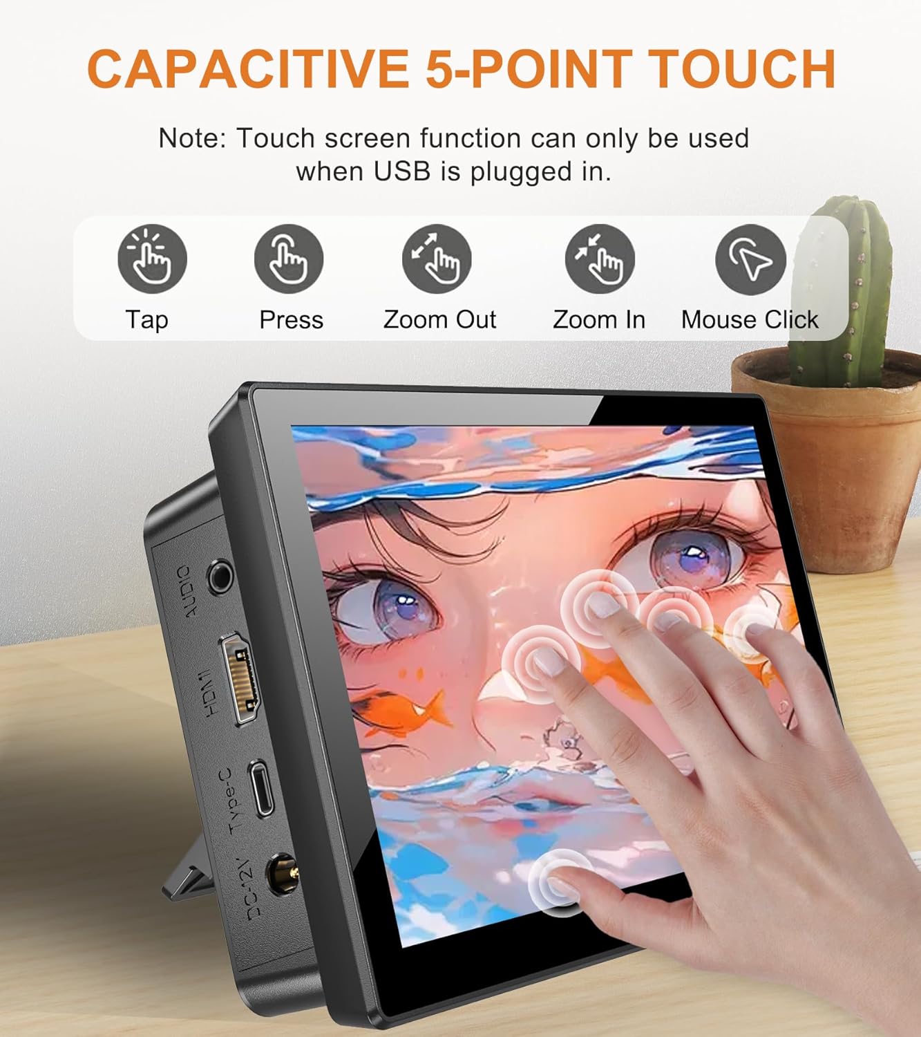 Gallagher 7 Inch Touch Screen Monitor for Raspberry Pi,1920 * 1080 Touchscreen Display with Case 5 Point IPS Portable Touchscreen Monitor with HDMI Dual-Speaker for Raspberry Pi 4B/3B+/3B/B+ Jetson