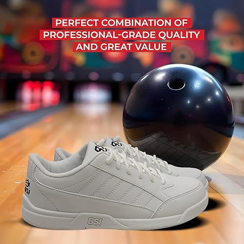 Miniatura 6 de BSI Youth Boys Sport Bowling Shoe - Lightweight Leather Shoes with Cushioned Support, WhiteBlack, Kids