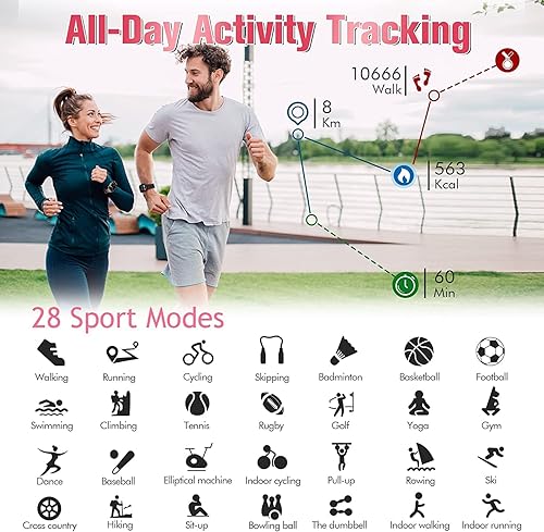 Miniatura 6 de Smart WatchFitness Watch with Blood Pressure Heart Rate Monitor 17 Bluetooth Phone WatchMakeAnswer Call with AI Voice Control IP67 Waterproof