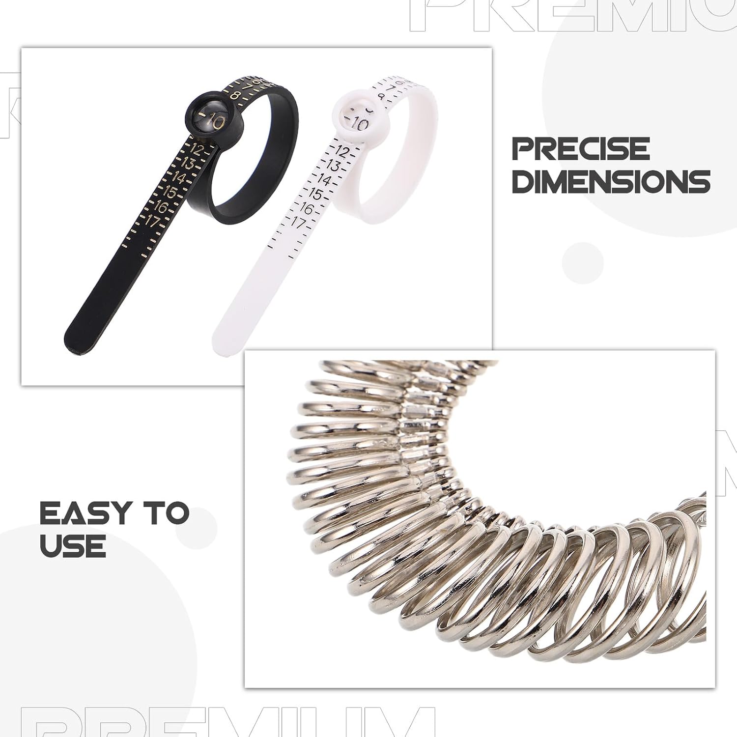 FOMIYES Metal Ring Sizer Measuring Set with Mandrel and Finger Gauge 6pcs Jewelry Making Tool Kit for Men and Women Reusable Ring Size Measuring Tools