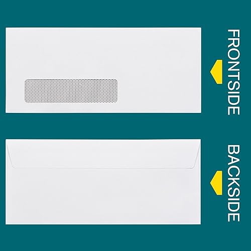 Miniatura 2 de Sobres de seguridad de una sola ventana #10 autosellados, 500 unidades para impresora láser, cierre de despegar y sellar, sobres tintados de