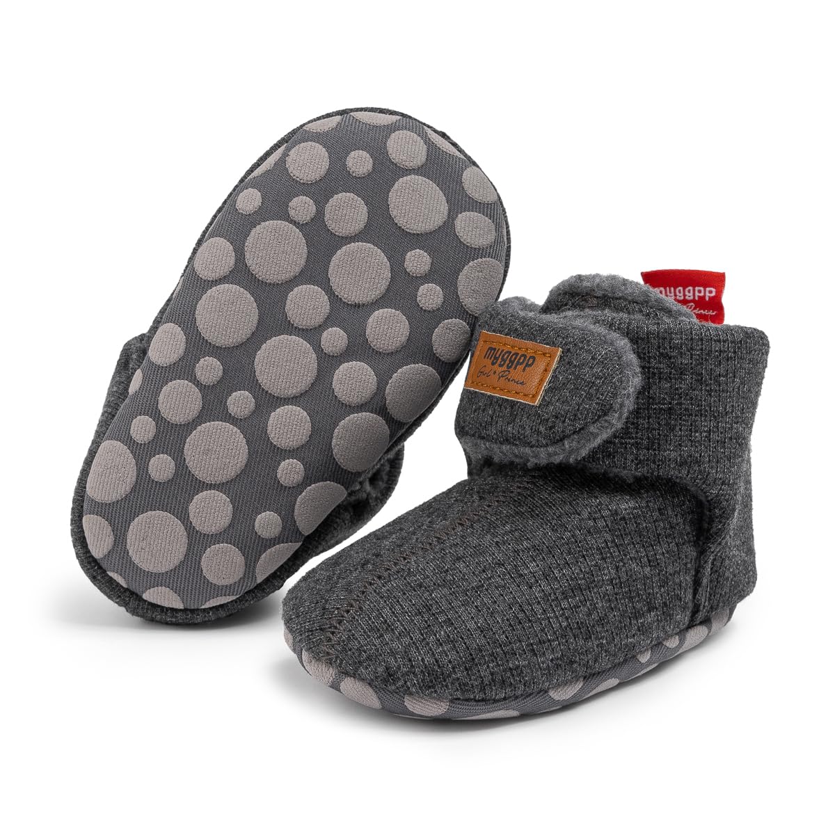 KIDSUN Infant Baby Boy Girl Cozy Fleece Bootie Newborn Stay On Slipper Winter Warm Gripper Non-Slip Crib Shoes