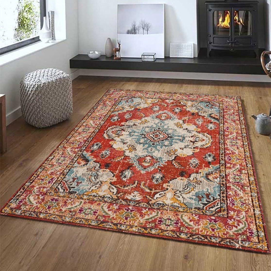 Amazon.co.jp: XFDGZ Rug, Stylish, Rug, Persian Pattern, Flower