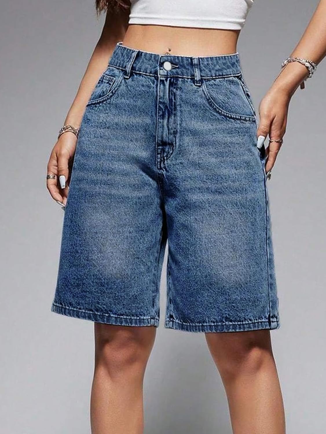 EMMIOL Women Jorts Baggy Jeans Jorts Outfits Mid-Low Waisted Denim Y2K Shorts Summer Hot Short Pants Streetwear - Image 3
