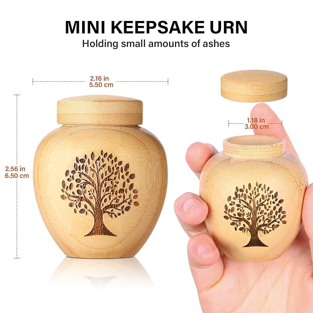 Foto 2 de 7 de HOOMTREE - Juego de 1 urna pequeña para Cenizas humanas, urnas en Miniatura para Cenizas Hechas de bambú…