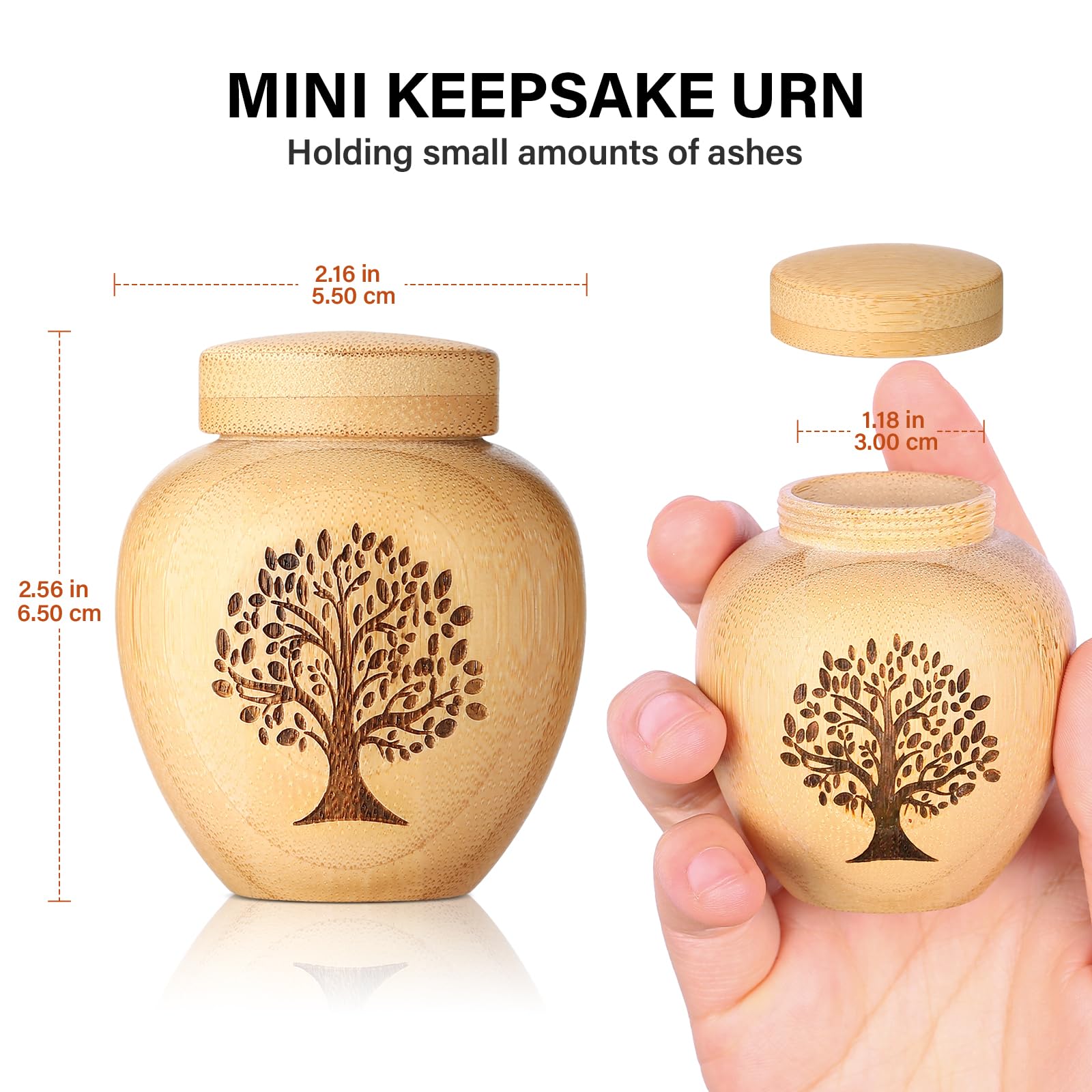 Juego de 4 urnas pequeñas de Recuerdo para Cenizas humanas, Mini urnas para Cenizas Hechas de bambú con patrón de árbol de la Vida Grabado, pequeñas urnas de cremación para Cenizas humanas, Adultos,