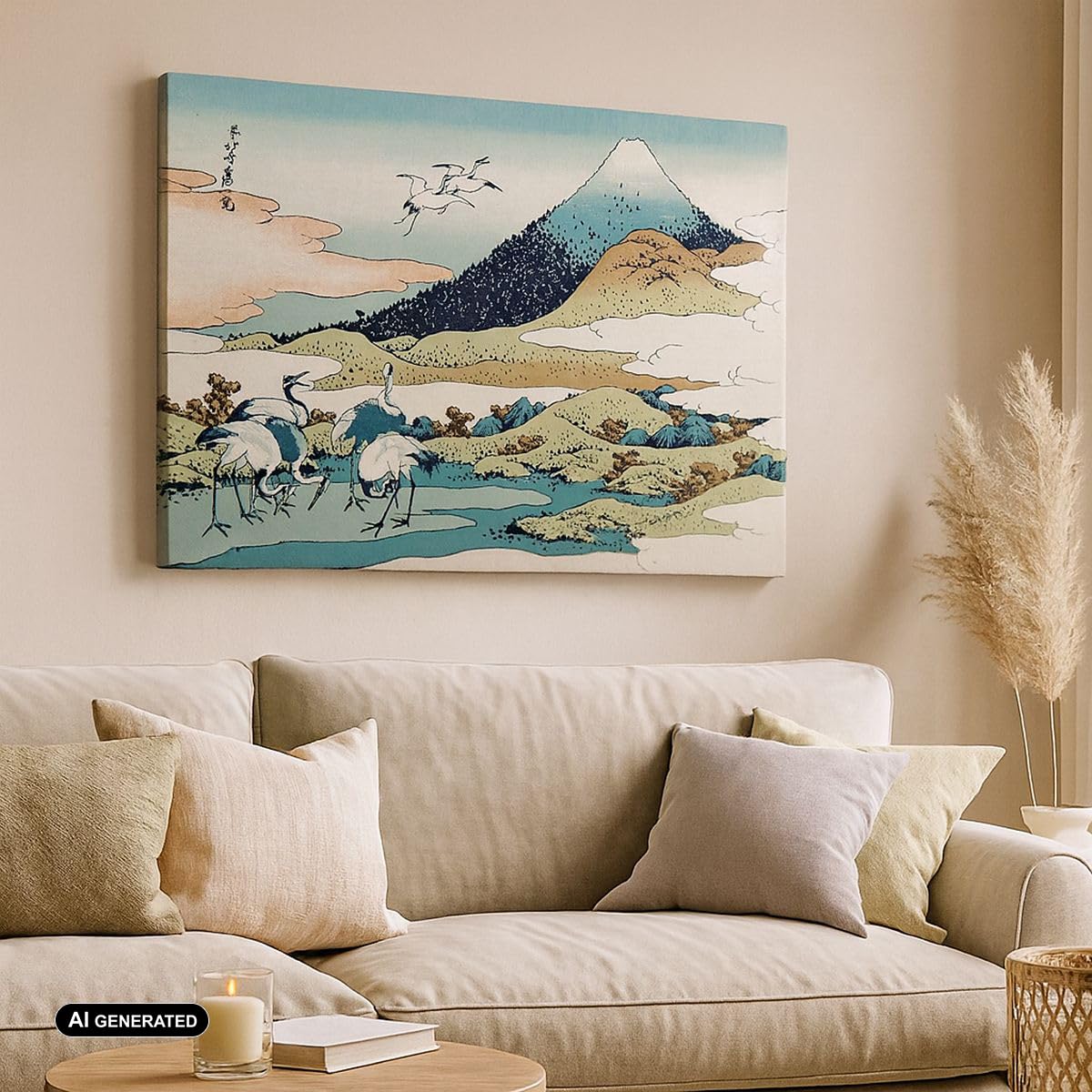 Lienzos decorativos 100x70cm Cuadro Sobre Lienzo Moderno Japón Grullas Imagen Grande Dormitorio Cocina Cuadros Pared Imágenes Cuadros Decoracion Salon Wall Art Prints Decor Canvas AA100x70-4541