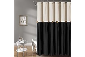 Awellife Beige and Black Shower Curtain